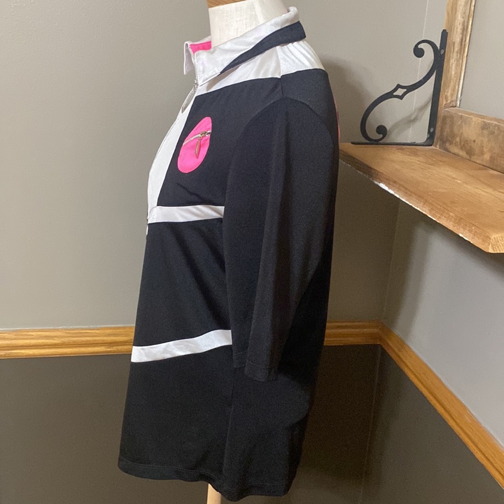 Jamie sadock black, gray & pink quarter zip short sleeve top size m - Picture 3 of 7